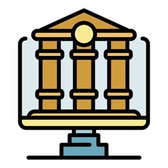 Web bank icon. Outline web bank vector icon color flat isolated