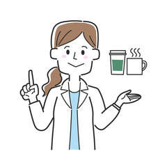 カフェインの摂取について説明する医師
