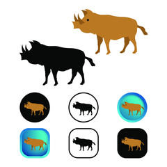Flat Wild Boar Animal Icon Collection