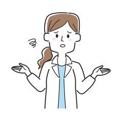 お手上げポーズで残念そうな医師