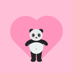 This is a panda for valentines day on a pink background.