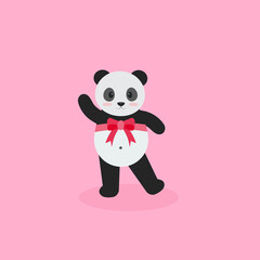 This is a panda for valentines day on a pink background.