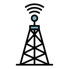 Communication transmitter icon. Outline communication transmitter vector icon color flat isolated