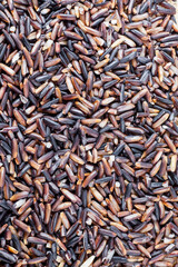 Black rice berries background.