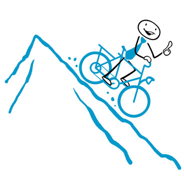 Geschäftsmann beim Fahrrad fahren auf Berg