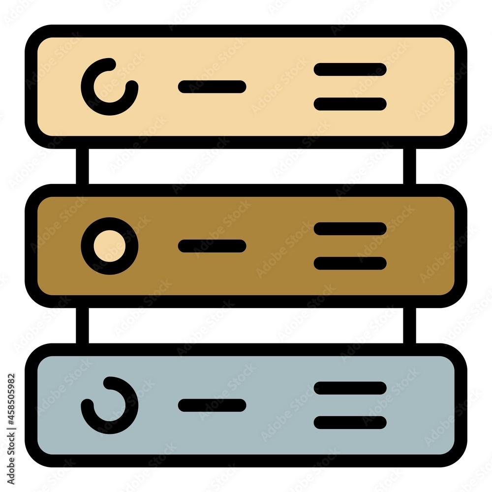 Poster server cluster icon. outline server cluster vector icon color flat isolated