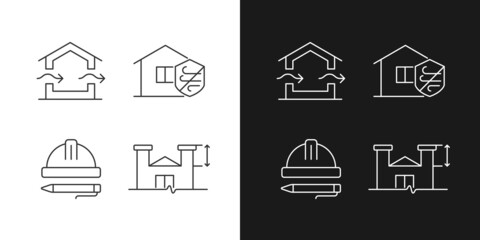 Standards for residential construction linear icons set for dark and light mode. Natural ventilation. Customizable thin line symbols. Isolated vector outline illustrations. Editable stroke