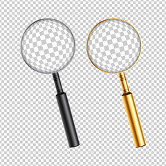 Realistic Magnifying glass with shadow on a transparent background