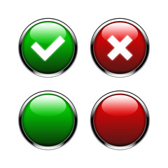 Tick and cross glossy buttons