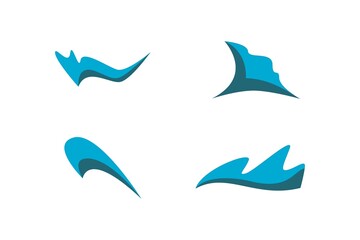 Abstract Blue Water Element Set on White Background