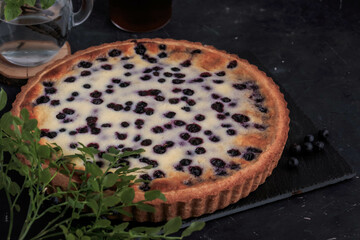 Custard Berry Tart. Rustic Blueberry Frangipane Tart.