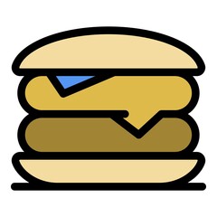 Burger icon. Outline burger vector icon color flat isolated