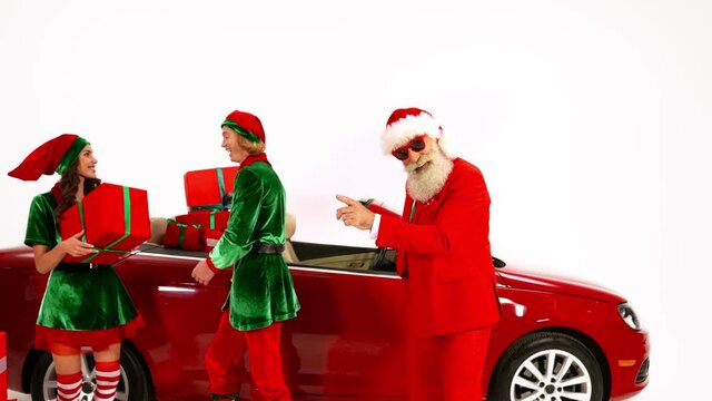 Funny funky tradition christmas preparation granddad dance elves work