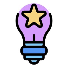 Star bulb icon. Outline star bulb vector icon color flat isolated