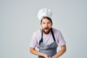 man in apron service kitchen work professional