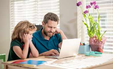 webinar video lesson. online education on laptop. homeschooling and elearning.