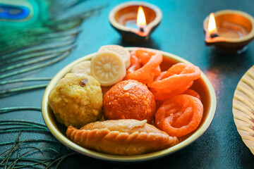Diwali sweets jalebi Jhangiri Gujiya peda jndian Sweet dessert mithai festival Dussehra Holi ganesh chaturthi Ram navami Durga pooja ashtami Navratri Mumbai Kerala India 