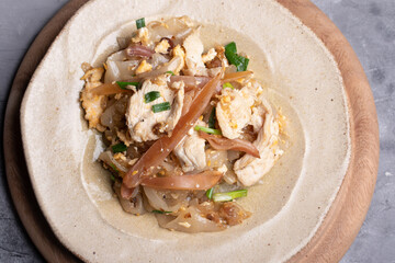 Stir Fried Rice Noodles with Chicken.| Thai Food