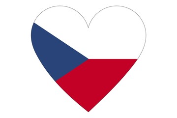 Czech flag of heart shape isolated on white background