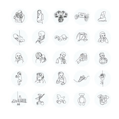 Mother Instagram Highlights cover icons. Summer icons. Outline. Vector