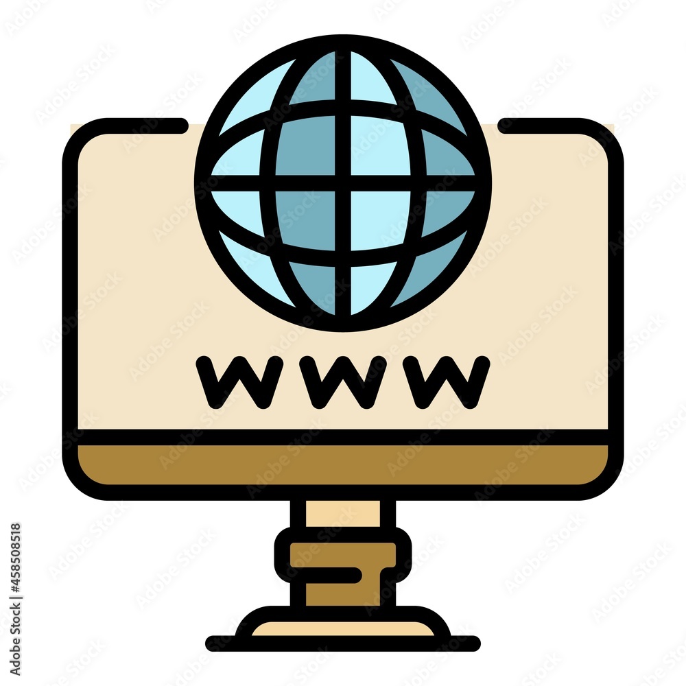 Poster computer domain icon. outline computer domain vector icon color flat isolated