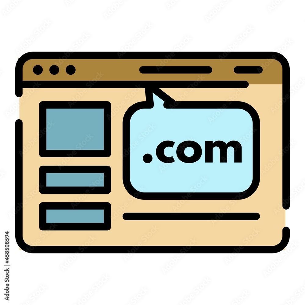 Poster web site domain icon. outline web site domain vector icon color flat isolated