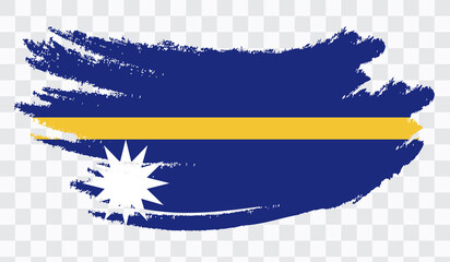 Grunge brush stroke with  NAURU national flag. Watercolor painting flag,poster, banner of the national flag. Style watercolor drawing. Vector isolated on transparent background.
