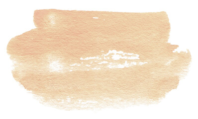 Beige watercolor shape. Watercolor hand drawn brush strokes isolated on white