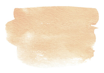 Beige watercolor shape. Watercolor hand drawn brush strokes isolated on white