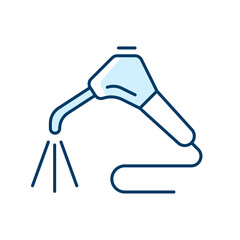 Dental water sprayer RGB color icon. Moistening patient mouth. Oral irrigation, cleaning. Remove plaque from tooth surfaces. Dental procedure. Isolated vector illustration. Simple filled line drawing