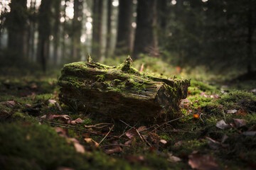 mit Moos bewachsenes Holzstück