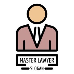 Master lawyer icon. Outline master lawyer vector icon color flat isolated