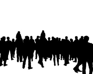 Naklejka premium Spectators on concert. Silhouettes of people on white background