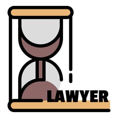 Hourglass lawyer icon. Outline hourglass lawyer vector icon color flat isolated