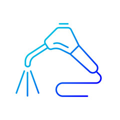 Dental water sprayer gradient linear vector icon. Moistening patient mouth. Remove plaque from tooth surfaces. Thin line color symbol. Modern style pictogram. Vector isolated outline drawing