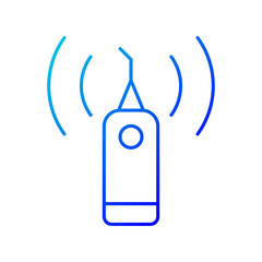 Ultrasonic teeth cleaner gradient linear vector icon. Removing plaque from tooth surfaces. Ultrasonic instrument. Thin line color symbol. Modern style pictogram. Vector isolated outline drawing
