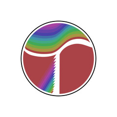 Vector logo of letter T with rainbow effect and red dominant color