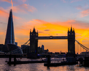 Tower Bridge and the Shard in London, UK