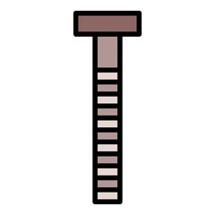 Long bolt icon. Outline long bolt vector icon color flat isolated