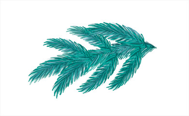 illustration of a spruce twig. Drawn pine branch.