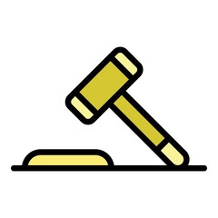 Auction hammer icon. Outline auction hammer vector icon color flat isolated