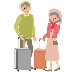旅行に出かけるシニア夫婦