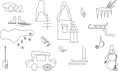 winter geometry set line art