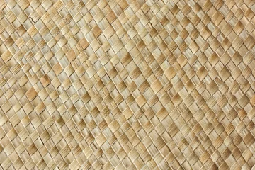 Foto op Plexiglas Woven palm mat texture may used as background natural fiber handmade sheet woven bast basket  © sanirimpan