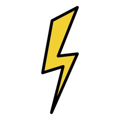 Plain lightning icon. Outline plain lightning vector icon color flat isolated