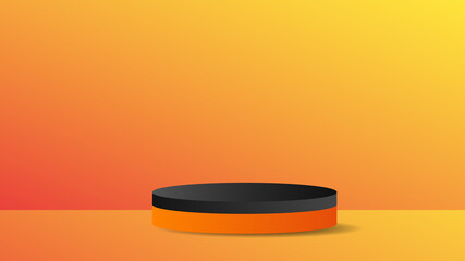 Podium 3d illustration template with orange background for content online in halloween template , illustration Vector EPS10