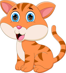 cartoon cute cat on white background