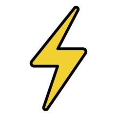 Lightning sign icon. Outline lightning sign vector icon color flat isolated