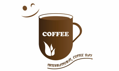 Cup of coffee with happily refreshment.