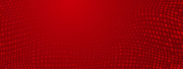 Abstract halftone background made of dots of different sizes in red colors